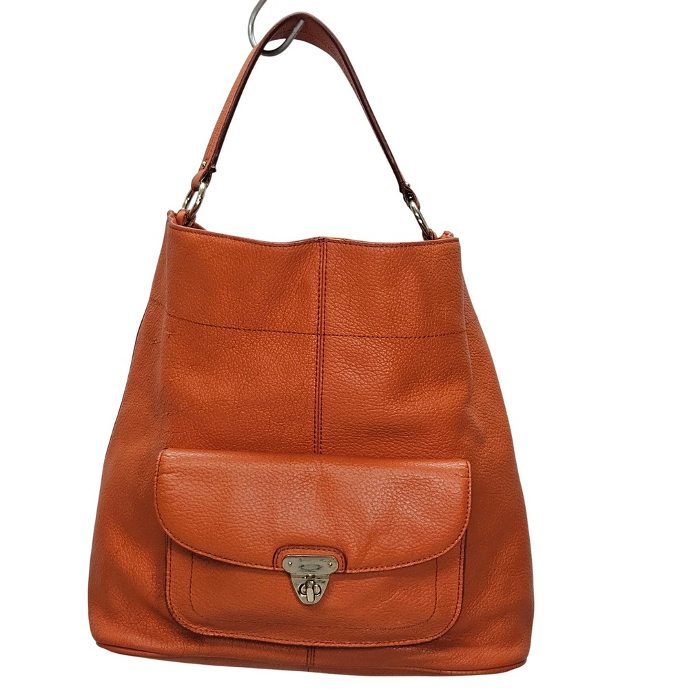 Banana Republic Orange Pebbled Genuine Leather Melissa Hobo Shoulder Bag